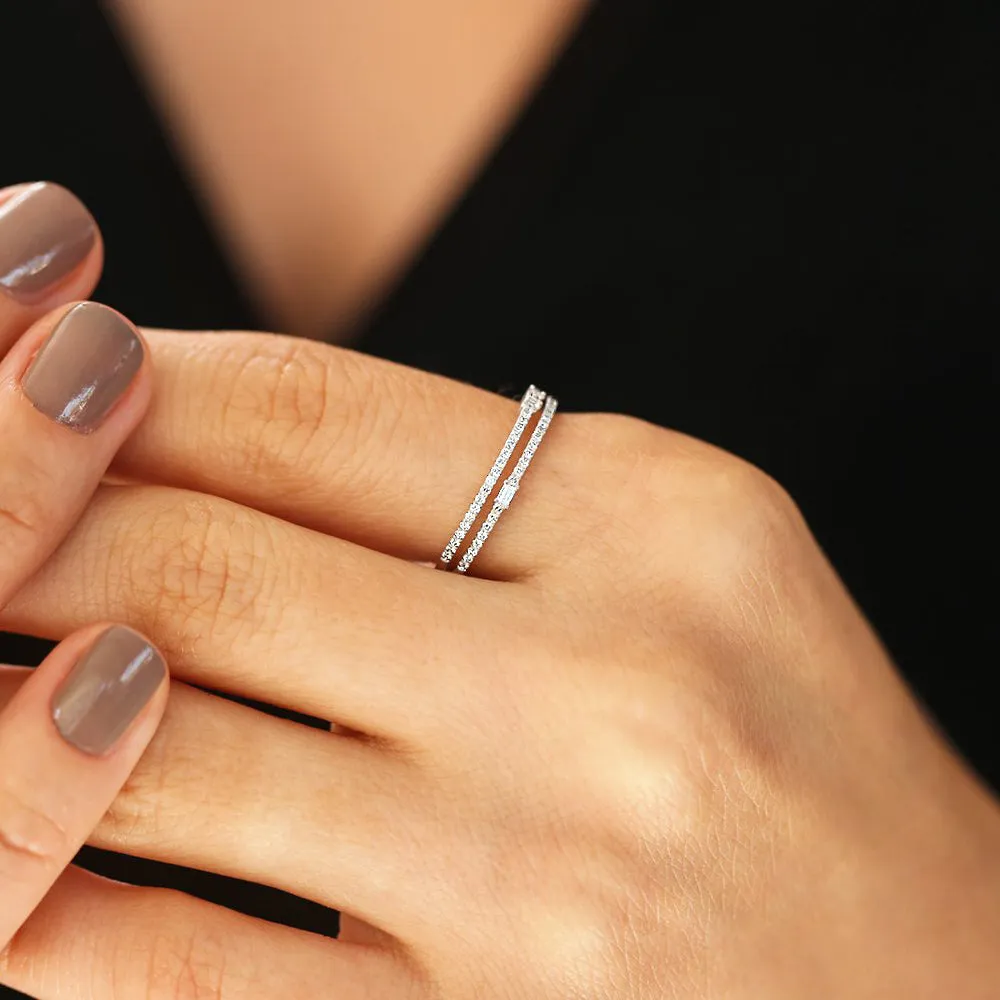 Unique Double Row Micro Pave Statement Ring - Image 3