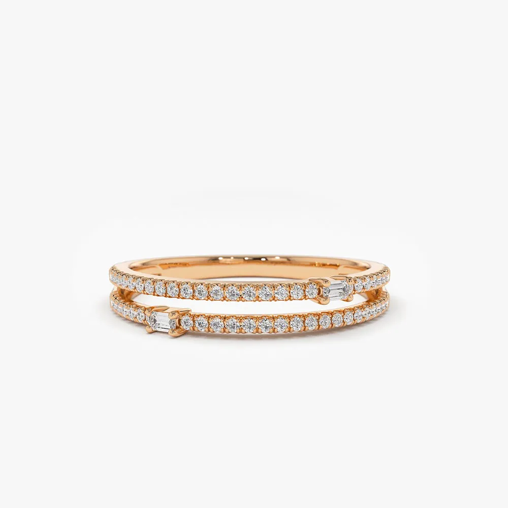 Unique Double Row Micro Pave Statement Ring - Image 4