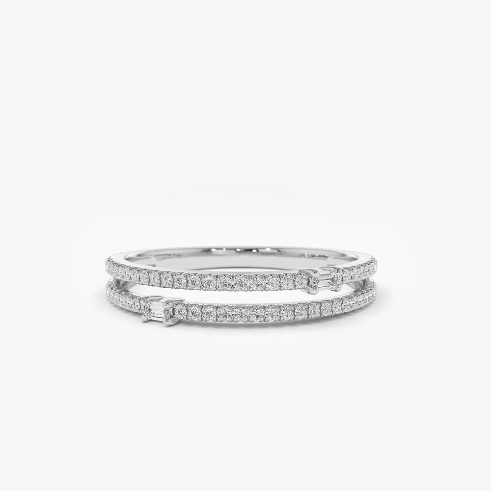Unique Double Row Micro Pave Statement Ring - Image 5