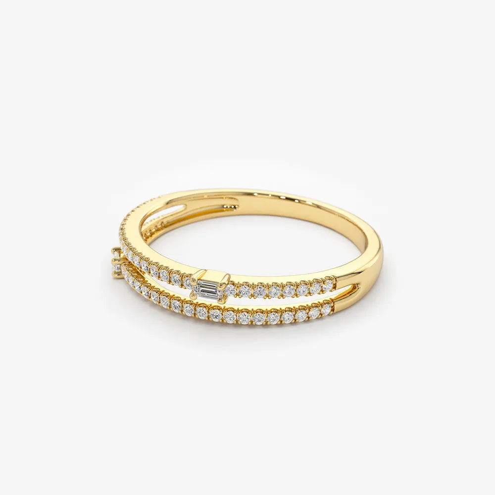 Unique Double Row Micro Pave Statement Ring - Image 6