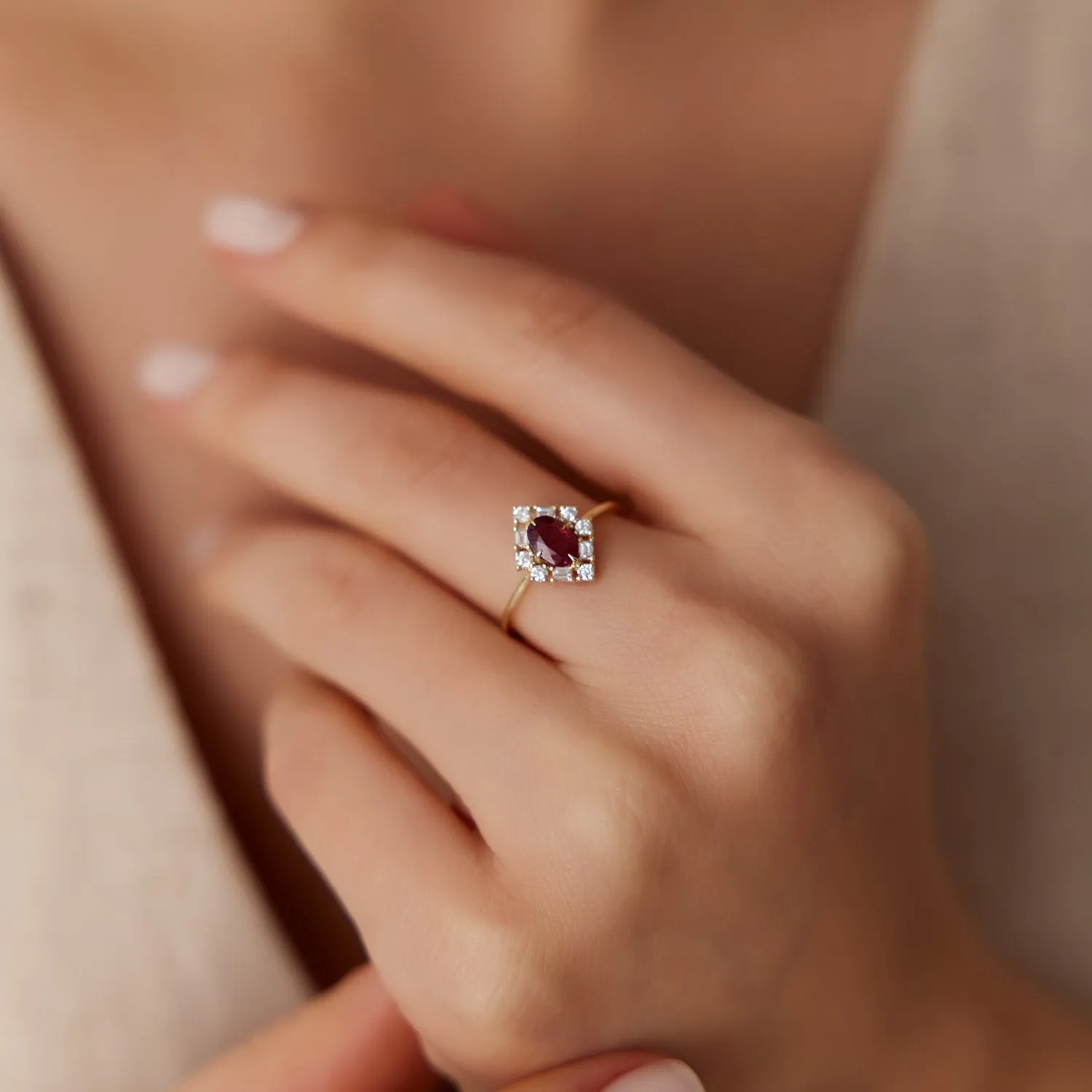 Unique Natural Ruby and Baguette Ring - Image 2