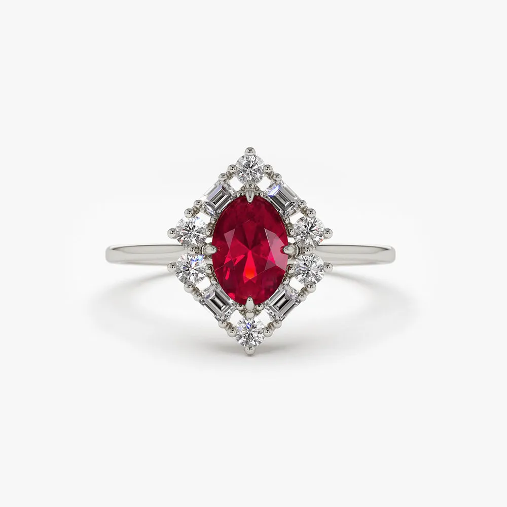 Unique Natural Ruby and Baguette Ring - Image 5