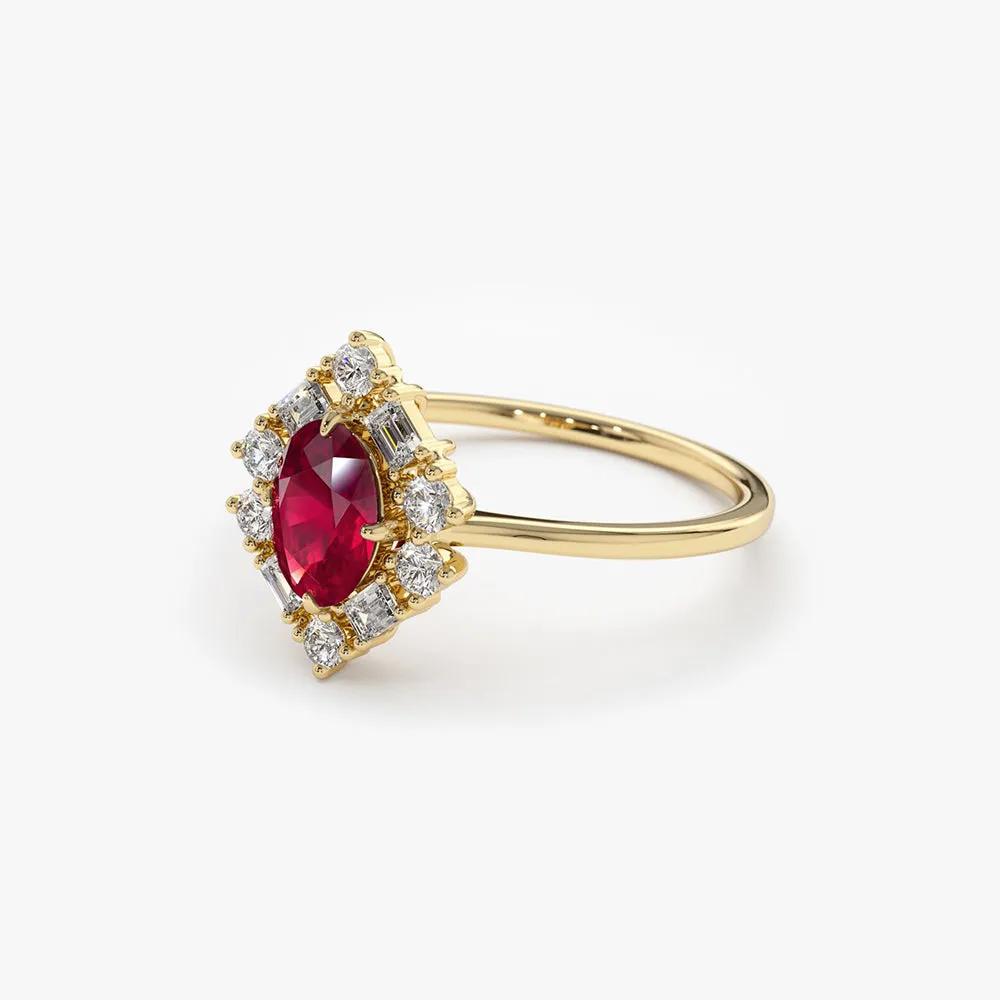Unique Natural Ruby and Baguette Ring - Image 6