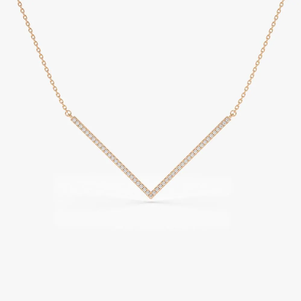 V Shaped Diamond Chevron Necklace - Image 4