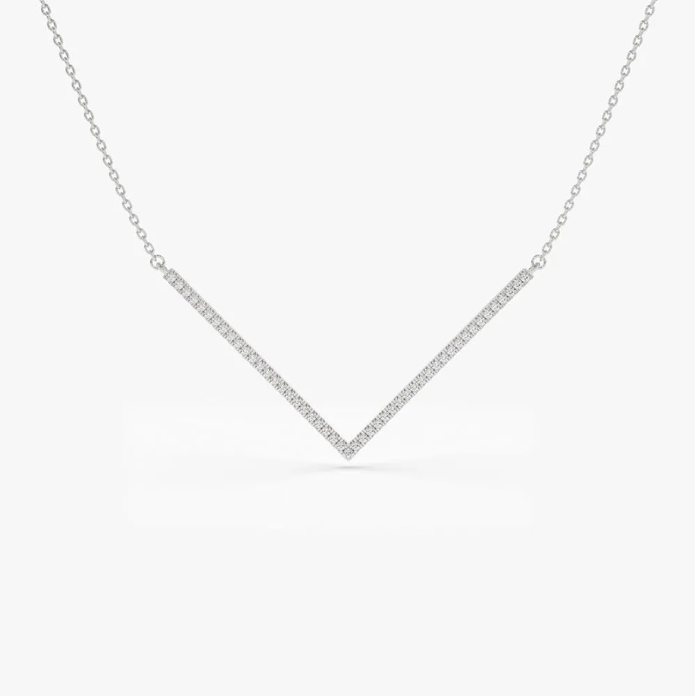 V Shaped Diamond Chevron Necklace - Image 5