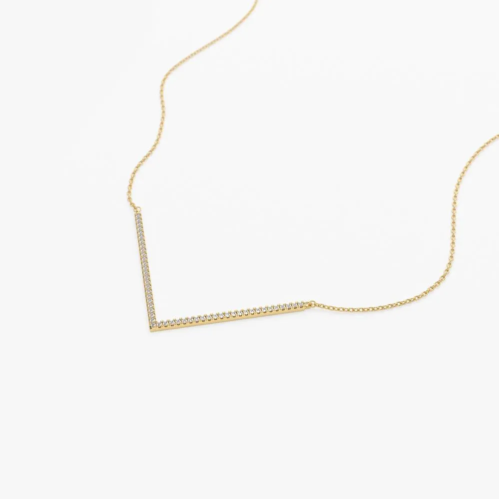 V Shaped Diamond Chevron Necklace - Image 6