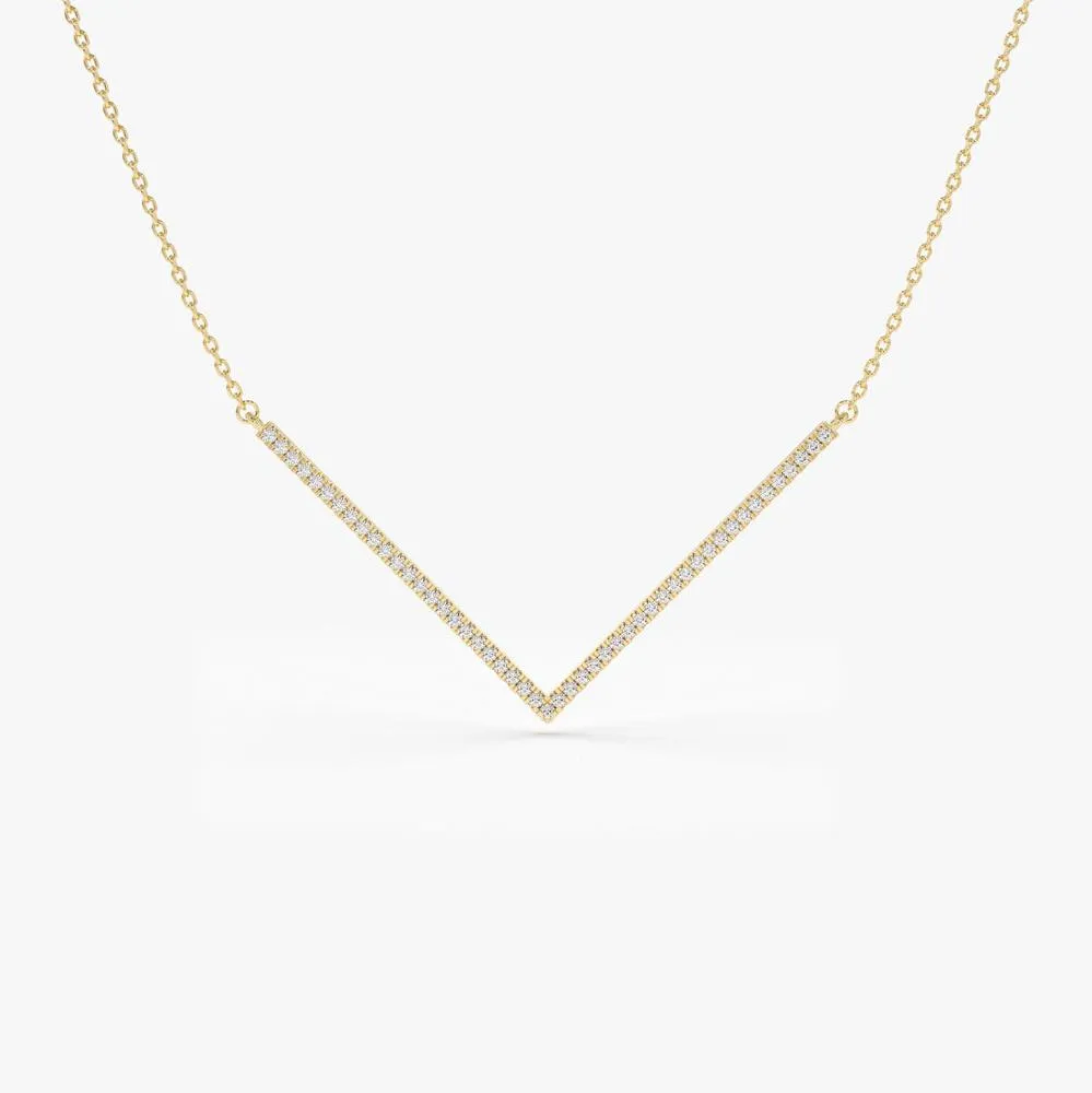 V Shaped Diamond Chevron Necklace