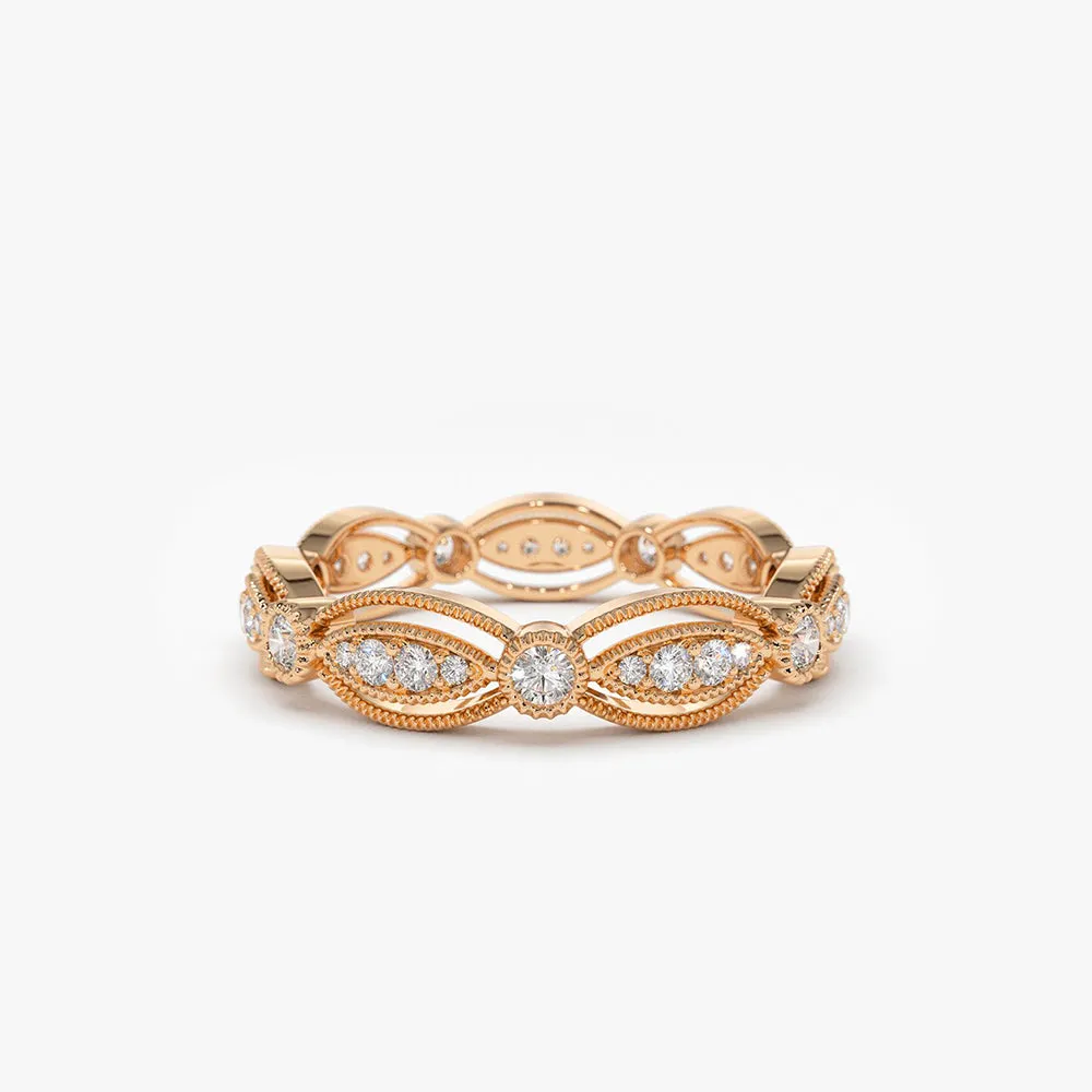 Vintage Art Deco Diamond Eternity Wedding Ring - Image 5