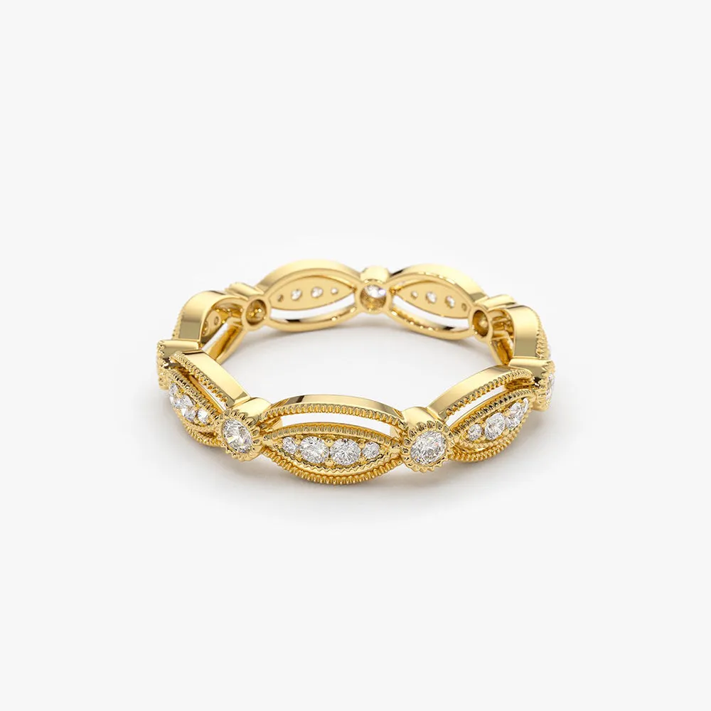 Vintage Art Deco Diamond Eternity Wedding Ring - Image 7